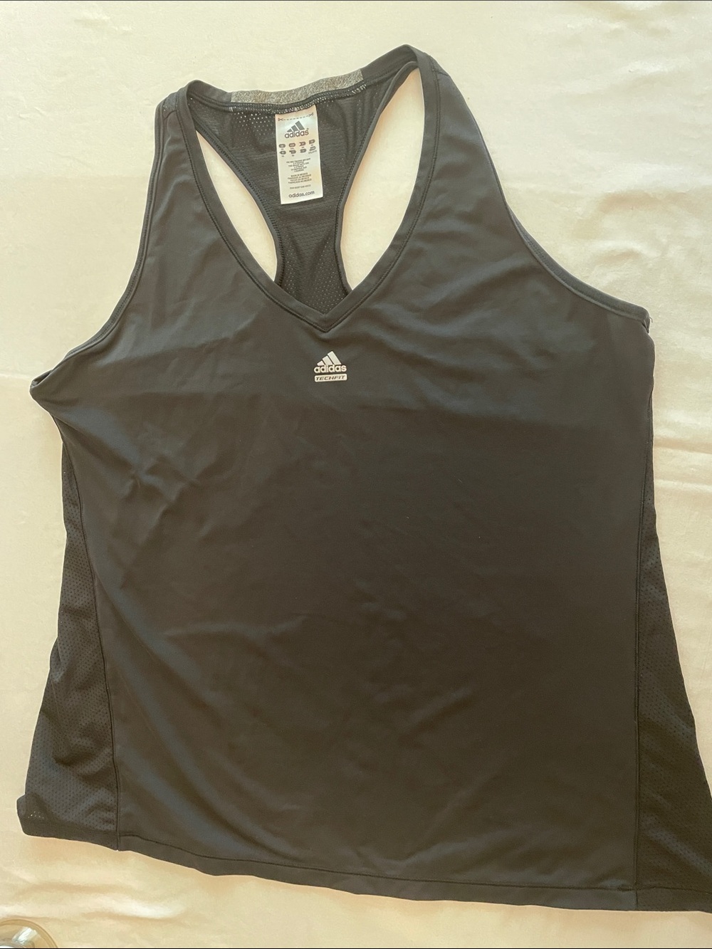 adidas Black Mesh-Panel Racerback Tank